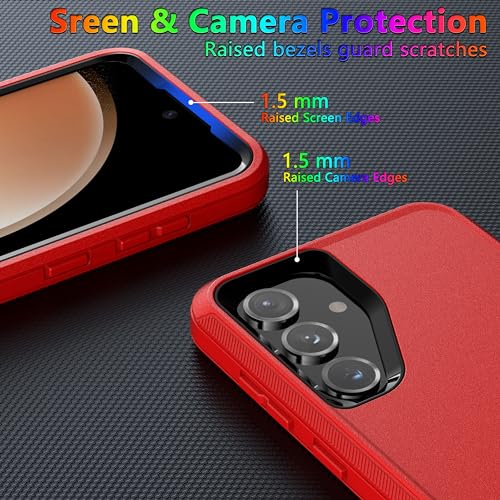 MXX Case Designed for S24 Plus Compatible with S25 Plus/ S24 Plus 3-Layer Super Full Heavy Duty Body Bumper Cover/Shock Protection/Dust Proof, case 5g 2024 (Red/Black) - color: Red/Black, size: Galaxy S24+ / S25+