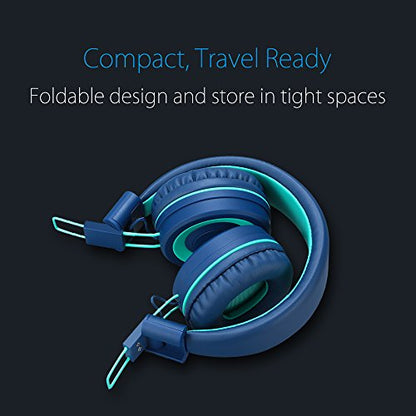 noot products K11 Kids Headphones with Wired Cord 3.5mm Jack Navy/Teal - color: Navy/Teal