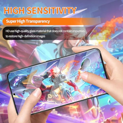 3 Pack Curved Tempered Glass Screen Protector Applicable for Samsung Galaxy S21 Ultra 5G 6.8inch, Support Fingerprint ID Friendly Tempered Glass Screen Protective, HD Clear Scratch Resistant Suitable - color: s21Ultra