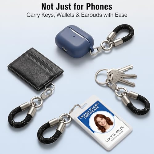 MoKo Heavy Duty Phone Tether Tab×2, Finger Phone Strap ×2 - color: Black&silver