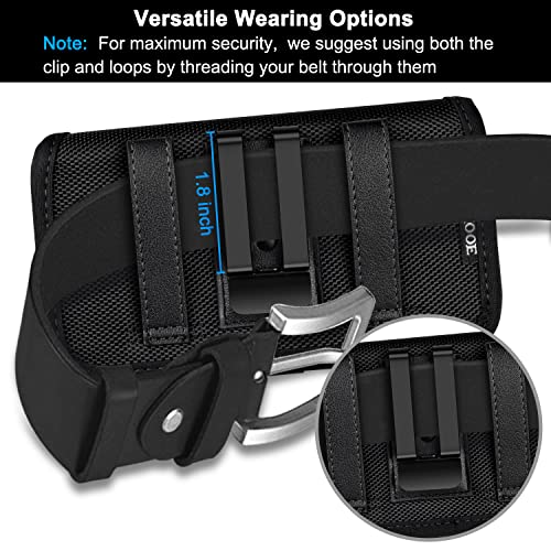 ykooe Rugged Nylon Holster Compatible with iPhone 17 16 15 14 13 12 & Pro Models, Galaxy S25, S24, S23, S22,S21 Cell Phone Belt Holder for Men, Black - L - color: Black, size: L