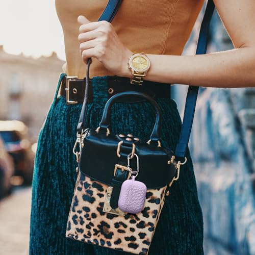 Fashion Engraving Leopard Case Compatible with Airpods Pro Case Cover 2022, Soft Silicone for Airpods Pro Case, Front LED Visible, Lavender - color: Lavender, size: Airpods Pro 2/1 Case