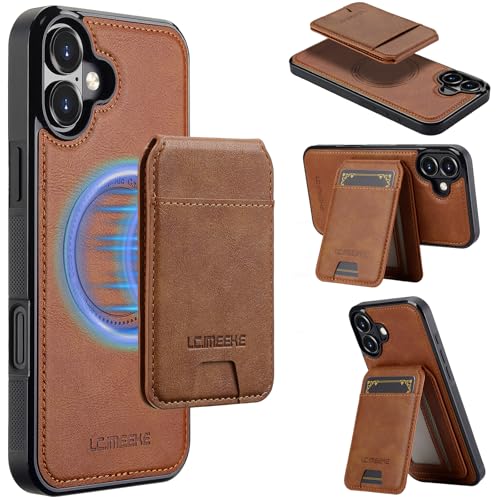 L3 2 in 1 Detachable Leather Wallet and Phone Cases Compatible with iPhone 17 Case with Card Holder RFID Blocking, Compatible with Magsafe Charging 6.3 Kickstand (Brown, IP 17) - color: Brown, size: 6.3 inches