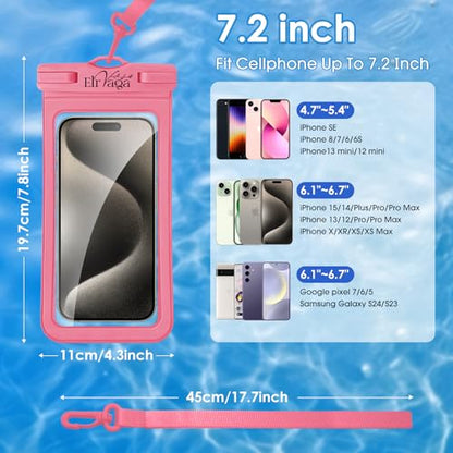 2 Pack IPX8 Waterproof Phone Pouch for iPhone 16/15/14/13 Pro Max Plus (7.2 Inch) - Swimming, Diving, Snorkeling, Snowproof - Touchscreen Friendly Underwater Photography Dry Bag(Pink&Blue) - color: Pink&Blue