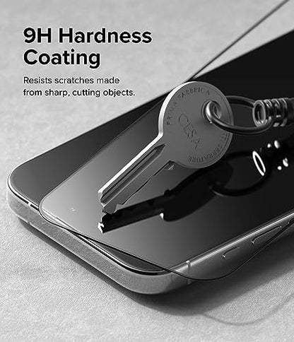 Ringke for iPhone 15 Pro Max Screen Protector [Full Cover Glass] | Custom-Fit Installation Tool, Case Friendly Shatterproof Premium 9H Hardness Tempered Glass - size: iPhone 15 Pro Max