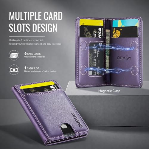 MagSafe Wallet, Magnetic RFID Blocking Card Holder & Cash Pocket, Compatible with Magsafe Phones and Cases for iPhone 17/16/15/14/13/12/Plus/Air/Pro/Pro Max - color: Purple