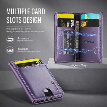 MagSafe Wallet, Magnetic RFID Blocking Card Holder & Cash Pocket, Compatible with Magsafe Phones and Cases for iPhone 17/16/15/14/13/12/Plus/Air/Pro/Pro Max - color: Purple