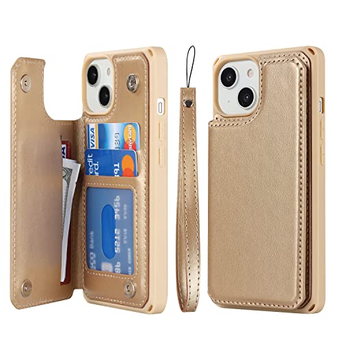 Cavor for iPhone 14 Wallet Case with Card Holder for Women, Golden - color: C-golden