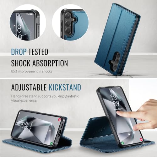 for Samsung Galaxy S25 Plus 2in1 Detachable Wallet Case, Sea Blue | Compatible with Magsafe, Magnetic, RFID Blocking Card Holder, Shockproof, Kickstand, Wireless Charging, PU Leather Flip Cover - color: Sea Blue, size: Galaxy S25 Plus - 6.7"