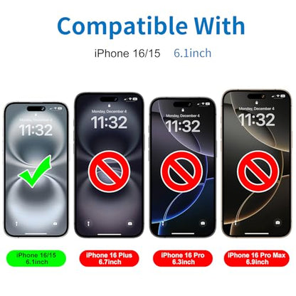 Mothca Matte Glass Full Coverage Screen Protector for iPhone 16 / iPhone 15 6.1-inch, Anti-Glare Anti-Fingerprint Tempered Glass Film with Easy Installation Tool, Case Friendly, Smooth as Silk - size: iPhone 16/15-6.1 Inch