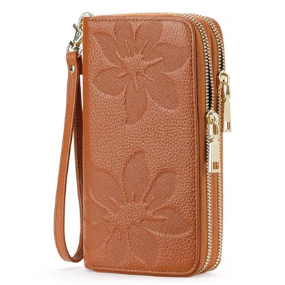 GOIACII Women's Wallet RFID Blocking Leather Wristlet - color: A04 Brown