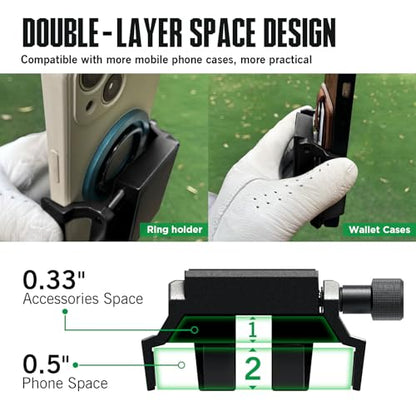 Dprofy Golf Cart Phone Holder Strong Magnetic Golf Cart Phone Mount Golf Accessories Fit for All Popular Smart Phones Special Design for Thick Case and Ring Holder (Black) - color: Black