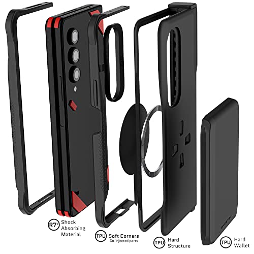Ghostek Exec Wallet Case for Galaxy Z Fold 4 with Magnetic Credit Card Holder, Hinge Protection, Wireless Charging, 7.6" Screen (Black) - color: Black, size: Galaxy Z Fold 4