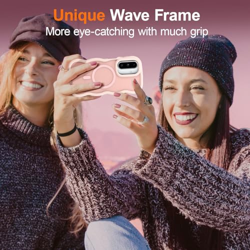 UEEBAI Magnetic for Samsung Galaxy A26 5G Case, Compatible with MagSafe, Transparent Clear Wave Frame Design Soft Edge Cover Matte Shockproof Phone Case- Pink - color: Pink, size: Samsung Galaxy A26 5G