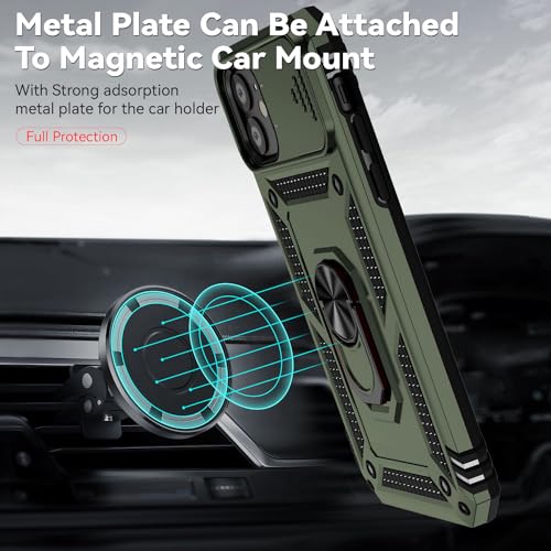 for iPhone 11 Case,with Screen Protectors and Camera Cover,[Military Grade] 16ft.Drop Tested Cover with Magnetic Kickstand Protective Case for iPhone 11 6.1 inch, Olive Green - color: Olive Green