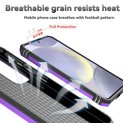for Samsung Galaxy S24 FE Case with Camera Lens Cover HD Screen Protector, Dual Layer Military-Grade Drop Tested Magnetic Ring Holder Kickstand Protective Phone Case for Galaxy S24 FE (Purple) - color: Purple with camera cover Military-Grade 2nd gen
