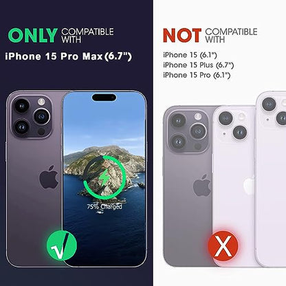 Battery Case for iPhone 15 Pro Max,Upgraded 12000mAh Rechargeable Portable Protective Extended Charger Case Wireless Charging Compatible with iPhone 15 Pro Max (6.7 inch) Charging Case & Carplay-Black - size: iPhone 15 Pro Max
