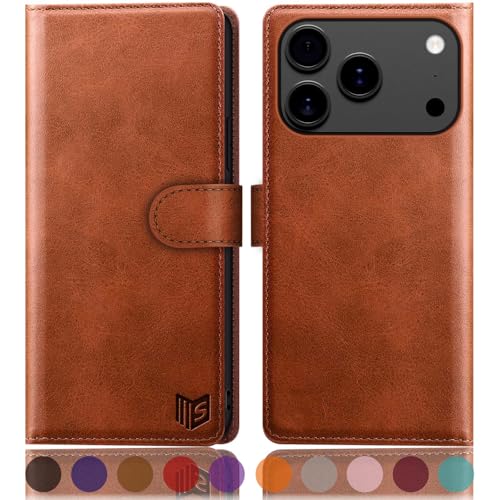 SUANPOT Compatible with iPhone 17 Pro 6.3" Wallet case with RFID Blocking Credit Card Holder,Flip Book PU Leather Protective Cover Women Men for Apple 17 Pro Phone case Light Brown - color: Light Brown, size: iPhone 17 Pro 6.3"