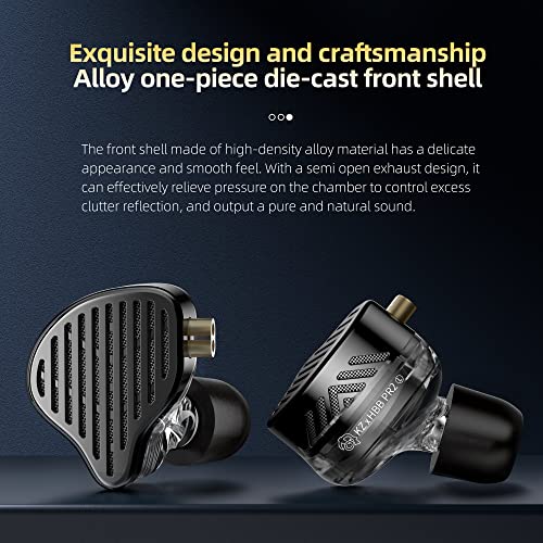 KZ x HBB PR2 in Ear Monitor Earphones 13.2mm Planar Magnetic Driver HiFi Wired Headphone Noise Cancelling IEM Earbuds with Detachable 2 Pin Silver-Plated Cable for Audiophile (Without Mic) - color: SolidBlack