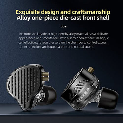 KZ x HBB PR2 in Ear Monitor Earphones 13.2mm Planar Magnetic Driver HiFi Wired Headphone Noise Cancelling IEM Earbuds with Detachable 2 Pin Silver-Plated Cable for Audiophile (Without Mic) - color: SolidBlack