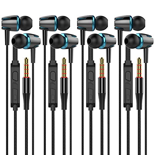 A9 Headphones Earphones Earbuds Earphones, Noise Islating, High Definition, Stereo for Samsung, iPhone,iPad, iPod and Mp3 Players (Black-Blue 4pairs) - color: Black-Blue 4pairs