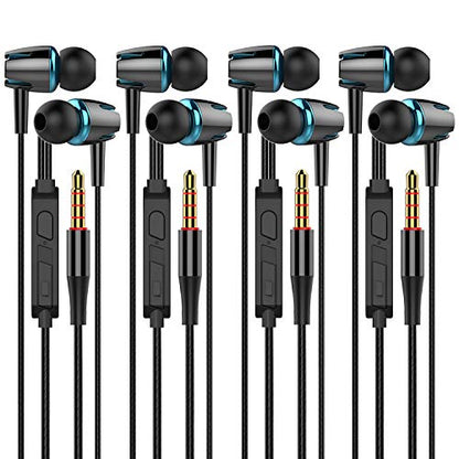 A9 Headphones Earphones Earbuds Earphones, Noise Islating, High Definition, Stereo for Samsung, iPhone,iPad, iPod and Mp3 Players (Black-Blue 4pairs) - color: Black-Blue 4pairs