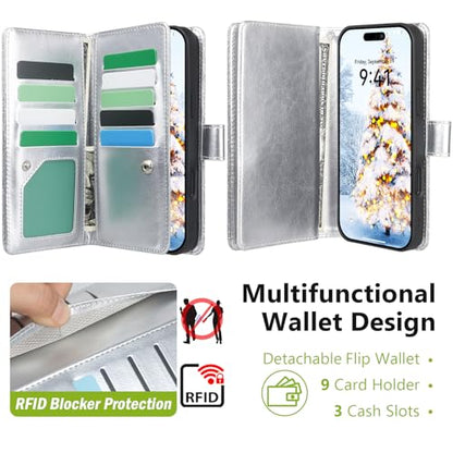 Varikke Wallet Case for iPhone 16 - Compatible with Magsafe, Dark Purple - color: (Compatible with MagSafe) Silver, size: iPhone 16 6.1"