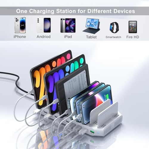 SUIDEK 10 Ports Multiple Device USB Fast Charging Station with QC 3.0 Port