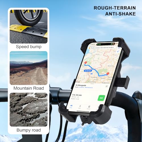 Bike Phone Mount Holder, Motorcycle Phone Mount, 3rd-Gen Anti Vibration for Scooter, E-Bicycle, Durable Phone Holder Handlebar[1s Release] Suitable for Smartphones 4.7-7.1",