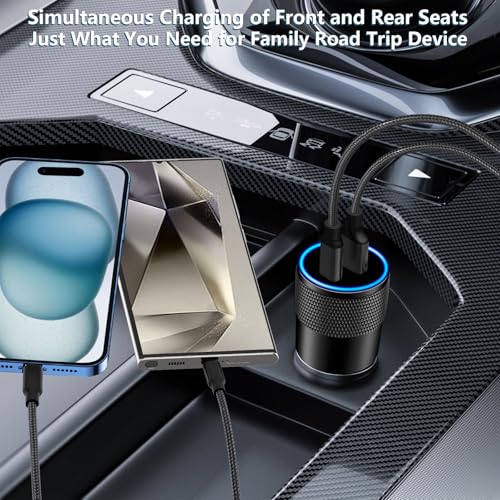 Apple MFi Certified iPhone Car Charger, 52.5W PD/QC3.0 USB-C Car Charger - color: Charcoal Black