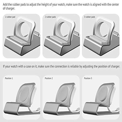 Sincetop Compatible with Apple Watch Charger Stand Ultra 2/Ultra/SE/9/8/7/6/5/4/3/2/1, Aluminum iWatch 49 45 41 44 40 42 38 Charging Holder Dock Nightstand Mode-Magnetic Charger not Included-Silver - color: Silver