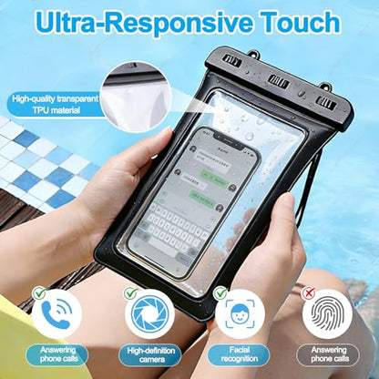 2 Pcs Floating Waterproof Phone Pouch Up to 10", IPX8 Cell Phone Dry Bag for iPhone 17 16 15 Pro Max Galaxy S25 S24 S23 Ultra, Adjustable Widening Lanyard, Beach Cruise Travel Essentials