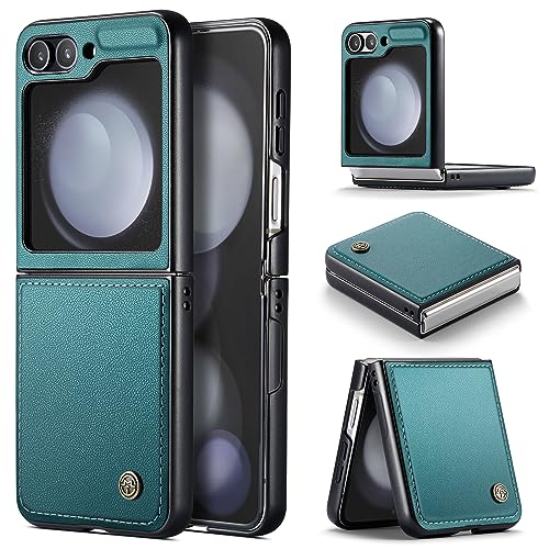 for Samsung Galaxy Z Flip 5 Case, Premium PU Leather Case Anti Scratch Slim Phone Shockproof Protective Phone Cover for Samsung Galaxy Z Flip5, Blue-Green - color: Blue-Green, size: Samsung Galaxy Z Flip 5