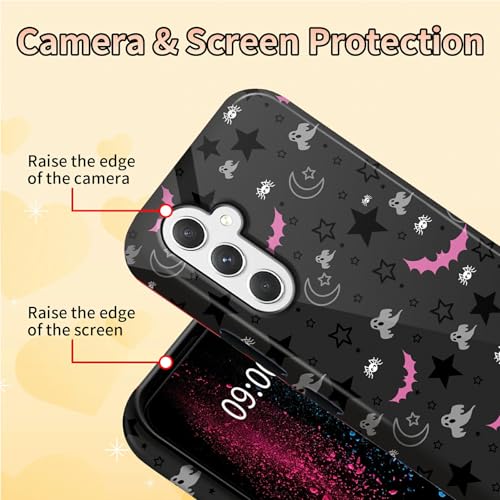 Gothic Skull Moon Stars Bat Phone Case for Samsung Galaxy S25, Dual Layer Shockproof Rugged Cover with Soft TPU + Hard PC, Anti-Scratch Slim Fit Wireless Charging Compatible - color: Gothic Skull Moon Stars Bat, size: 6.2" Galaxy S25