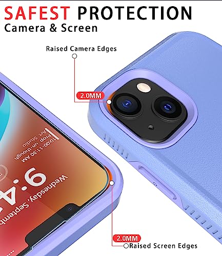Diverbox for iPhone 14 case [Shockproof] [Dropproof] [Tempered Glass Screen Protector ],Heavy Duty Protection Phone Case Cover for Apple iPhone 14 (Purple-2in1) - color: Purple-2in1
