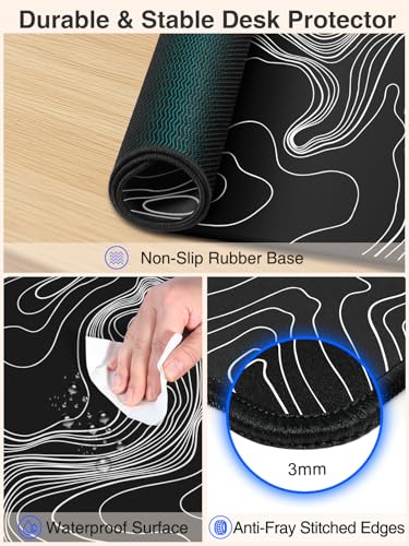 Magnetic Wireless Charging Mouse Pad, 31.5"x15.8" Large Desk Mat - color: Black-31.5"x15.8"-Mag-Contour