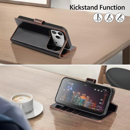 Shieldtop Compatible with MagSafe iPhone 17 Pro Wallet Case,(Coffee) | 2 in 1 Detachable Magnetic,Credit Card Holder Slots,RFID Blocking,PU Leather,Kickstand,Flip Folio Phone Cover for Men & Women - color: Coffee-U1, size: iPhone 17 Pro - 6.3"