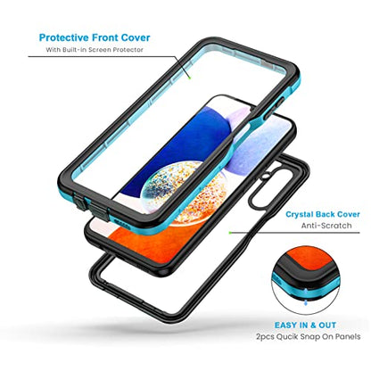 Lanhiem for Samsung Galaxy A14 5G Case, IP68 Waterproof Dustproof, Built-in Screen Protector, Heavy Duty Full Body Protective Phone Case for Galaxy A14 5G, Blue/Clear - color: Blue