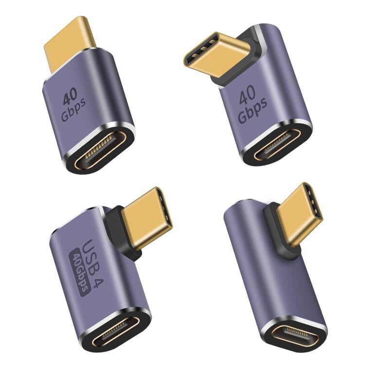 Duttek USB C Right Angle Adapter 4 Style, 90 Degree USB C Angle Adapter [ 40Gbps 100W PD] Type C Extension Connector Compatible with Steam Deck MacBook Phone Game Console - style: Four Styles Right Angle USB C Adapter