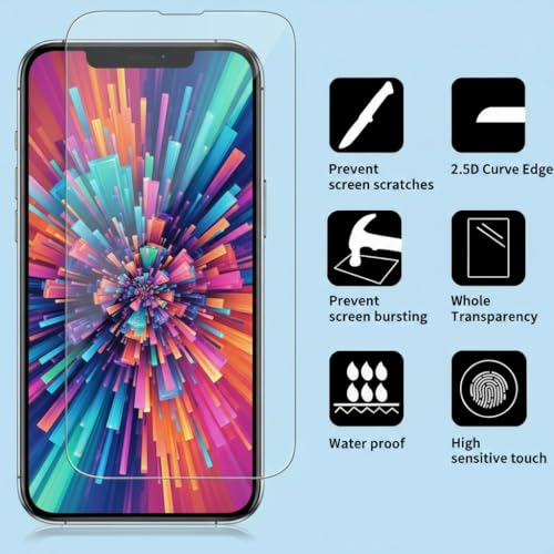 3 Pack Screen Protector for iPhone 15 / iPhone 14 Pro [6.1 Inch] Display Tempered Glass, Sensor Protection, Dynamic Island Compatible, Case Friendly