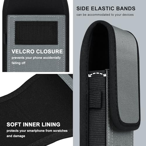 ykooe Cell Phone Pouch Nylon Belt Holster Case Compatible with iPhone 16/15/14/13/12/11 Pro Max & Plus,17 Air Models, Samsung Galaxy S24/S23/S21 FE,Light Gray-XL - color: Light Gray, size: XL
