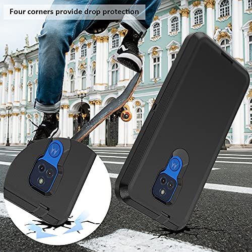 TENCO Compatible with Moto G Play 2021 Case with Screen Protectors Heavy Duty Rugged Shockproof Full Body Protection Kickstand Case with Belt Clip Holster Black Motorola Moto G Play 2021 6.5in