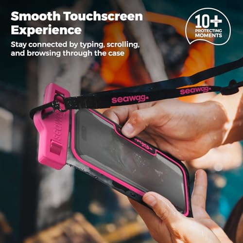 SEAWAG Next Waterproof Phone Pouch, IPX8 Dry Bag for iPhone 16 15 14 13 Pro Max & Samsung Galaxy S25 S24 — Underwater Case, Full Touchscreen, Lanyard, Beach Pool Snorkeling, 1 Pack Pink - color: 1Pack Pink