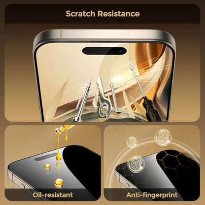 UNBREAKcable Privacy Screen Protector for iPhone 15 Pro Max, Full Coverage Shatterproof Tempered Glass[True 28°Anti Spy][9H Hardness][Easy Installation Frame]2-Pack Private Screen for iPhone 15 ProMax - size: iPhone 15 Pro Max
