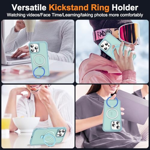 SKYLMW Compatible with iPhone 16 Pro Case with Stand,Blue | iPhone 16 Pro Phone Case 6.3",Magnetic Ring Stand,Compatible with MagSafe,Military-Grade Protection,Great Grip Feeling - color: Blue, size: Iphone 16 Pro