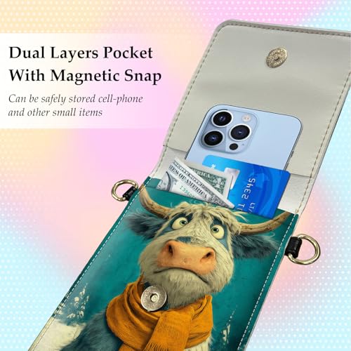 Small Crossbody Bags for Women Touchscreen Cell Phone Bag Cross Body Purses with adjustable Strap,Gifts For Teenage Girls - color: Cute & Funny Highland Cow