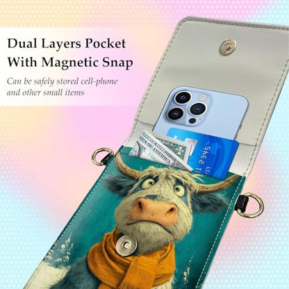 Small Crossbody Bags for Women Touchscreen Cell Phone Bag Cross Body Purses with adjustable Strap,Gifts For Teenage Girls - color: Cute & Funny Highland Cow