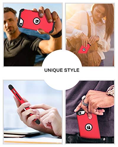 BENTOBEN for iPhone SE 2022 Case, Phone Case iPhone SE 2020, Heavy Duty 3 in 1 Full Body Rugged Shockproof Hybrid Hard PC Soft Rubber Bumper Drop Protective Girls Women Boy Men Covers, Red/Black - color: Black/Red