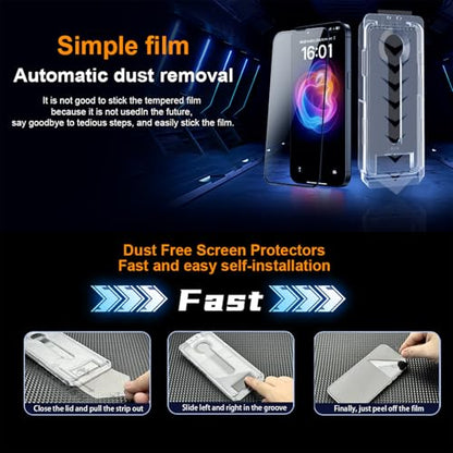 OneFish Privacy Screen Protector for IPhone 15 Pro Anti-Spy Tempered Glass Dust-Free Bubble-Free Anti-Fingerprint 9H Scratch Protection & Hassle-Free Installation Frame [2-Pack] - size: IPhone 15 Pro