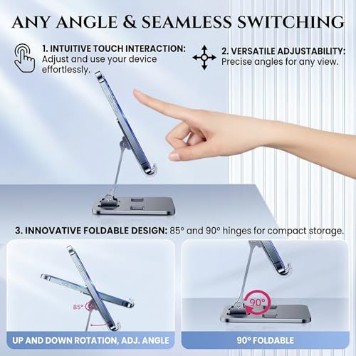 2-Pack Aluminum Alloy Phone Holder, Adjustable Foldable Stand for iPad mini, Smartphones, Desk & Travel - color: Silver